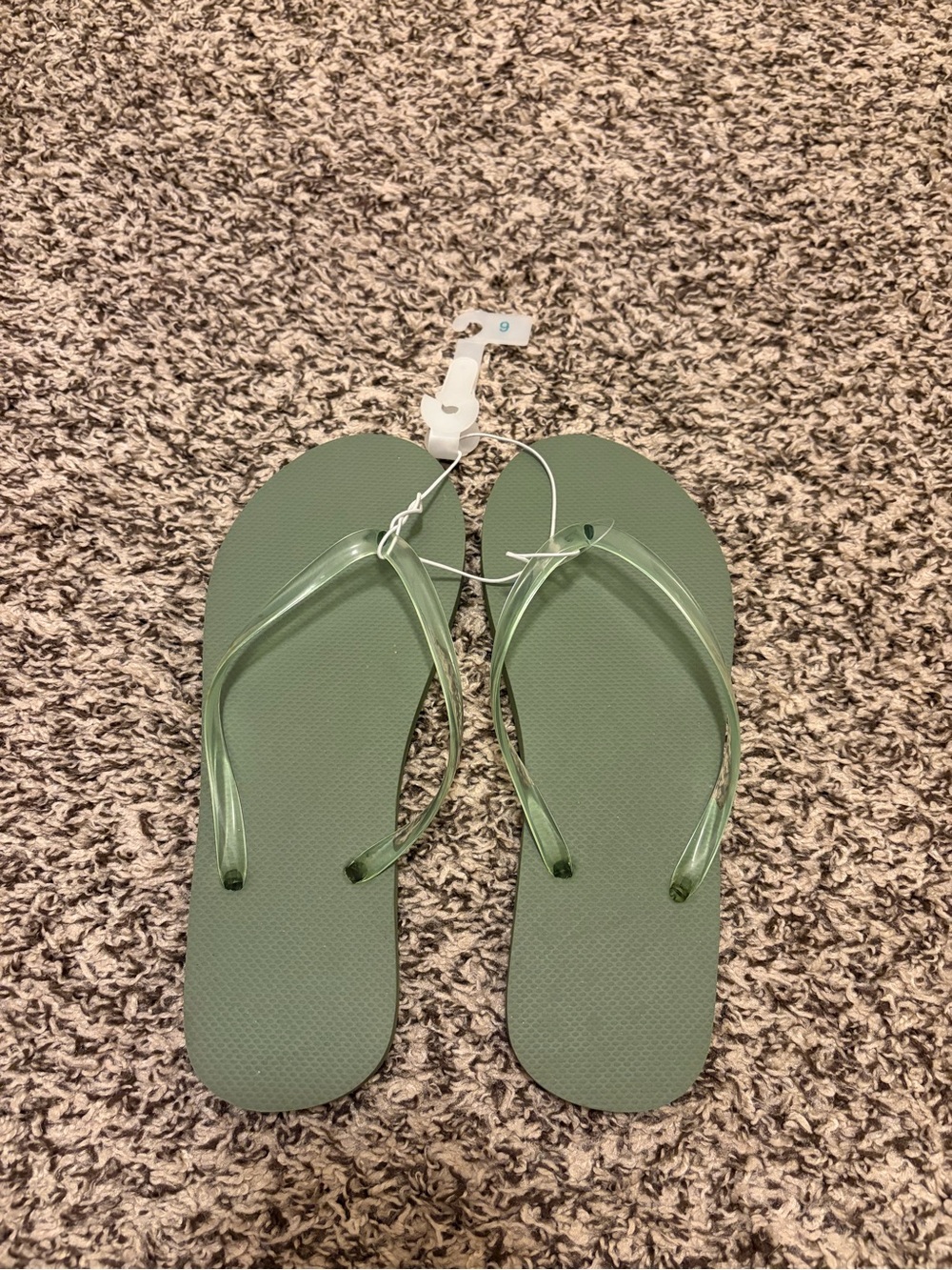 Shade & Shore Olive Green Flip Flop Sandals with Clear Straps